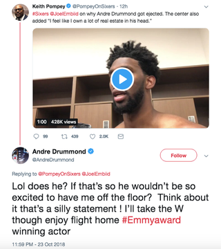 Illustration for article titled Joel Embiid And Andre Drummond Are Beefing, We Got Some Basketbeef Here